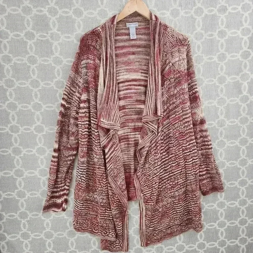 Catherines Open Front Waterfall Knit Sweater Cardigan Women's 1X